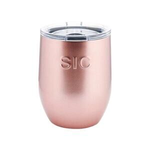 SIC Seriously Ice Cold Stemless 16 oz. Wine Tumbler in Rose Glitter